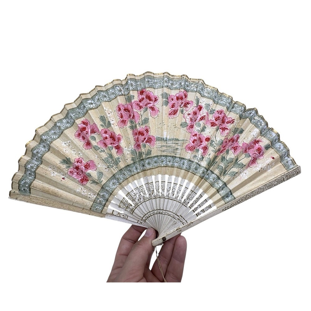 Antique Babcock Lake Casino Hand Painted Hand Folding Fan